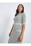 Women Knit Midi Dress with Short Sleeves - 2