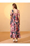 Floral Printed Cold Shoulder Sleeves Maxi Dress - 3