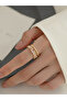 Gold Open Ring with Baguette Crystals - 6