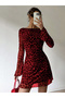 Women's Leopard Print Backless Long Sleeve Mini Dress