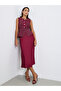 Tweed fabric belt Sleeveless A-Line Midi Dress