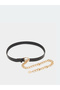 Black Faux Leather Belt with Chain Detail