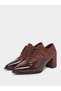 Women Burgundy Lace Up Oxford Shoes - 2