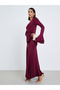 Solid Bell Sleeve Party Midi Dress - 3
