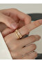 Gold Open Ring with Baguette Crystals - 4
