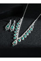 Emerald Green Crystal Necklace and Earrings Set - 4