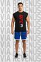 Ufc Printed Black Sleeveless 100% Cotton T-Shirt and Piped Jersey Fabric Sports Shorts Combination Set