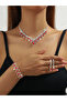 Red Crystal Necklace with Bracelet and Earrings Set