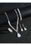 Silver Crystal Necklace with Earrings and Bracelet and Ring Set - 3