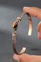Men Women Copper Bracelet Ring Set Natural Tiger Eye Stone Female Handcuff Bracelet Ring - 3