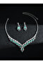 Emerald Green Crystal Necklace and Earrings Set - 5
