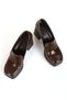 Women's Brown Matte Patent Leather Platform Heeled Shoes Casual-Comfortable-Shoes- - 5
