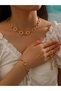 Set of 3 - Gold Flower Cut Out Necklace with Bracelet and Earrings