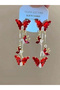 Burgundy Butterfly Dangle Earrings - 3