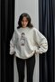 Ecru Teddy Printed Coat Sweatshirt - 3