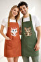 Kitchen Apron Set of 2, Stain-Resistant, Water-Repellent Fabric, Colorfast Print, Chef Kitten Pattern Double Apron - 2