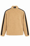 Unisex Oversized Plush Fleece Jacket 100% Cotton Welsoft Mock Neck Zippered Kangaroo Pocket Brown - 2