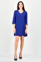 Women Plain Mini Casual Dress, Indigo - 4