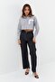 Striped Double Pocket Crop Black