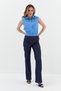 Elastic Waist Sleeveless Poplin Shirt Blue - 2