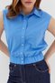 Elastic Waist Sleeveless Poplin Shirt Blue - 3
