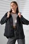 Women's Oversized Cut Tassel Denim Shirt Jacket Snow Wash Dark Black Color Casual Chic -Bnj4907 - 2