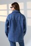 Women Oversized Denim Shirt Jacket Single Pocket Snow Wash Blue Dark Enzyme Color Casual Chic -Bnj4906 - 7
