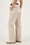 Cotton Relaxed Fit Wide Leg Stitching Detail Belted Pants Trousers 68351208 - 6