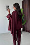 Burgundy Paloma Collar Detailed Blouse Trousers Set - 8752 - 4