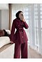 Women's Scuba Snap Closure Belted Pants Suit - 4