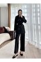 Women's Scuba Snap Closure Belted Pants Suit