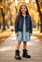 Lacquer Leather Black Lace-Up Detail Zippered Children's Boots - 4