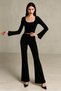 Women's black Corded Fabric bodycon spanish two-piece set - 4