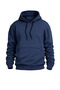 Men's Comfortable Basic Blue Hooded Sweatshirt - 2