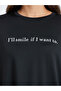 Women Black Long Sleeve Slogan Oversize T-shirt - 3
