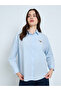 Light Blue Embroidered Long Sleeve Oversized Shirt - 3