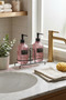Modern Striped Round Glass Double Liquid Soap Dispenser & Detergent Dispenser Set, Pink - 500 ml Glass Soap Dispenser