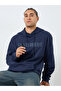 Men Navy Relaxed Fit HD Print Hoodie