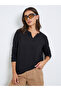 Women Black Textured Knit Long Sleeve T-Shirt