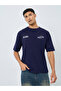 Men Navy Blue Oversized Graphic Print T-Shirt - 3