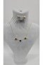 Stainless Steel Gold Color Three Tone Block Shaped Necklace, Earrings Set