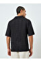 Men Textured Woven Relaxed Polo with Open Collar - 4