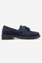 Alex Navy Blue Suede Genuine Leather Tasseled Elastic Women's Loafer Shoes - 6