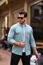 Men's Slimfit Double Pocket Snap Button Linen Shirt - 2