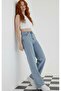Lisa Women's Light Blue High Waist Washed Wide Leg 90's Jeans Fit Mold Pants - 2