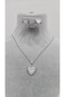Stainless Steel Silver Color Heart Model Zircon Stone Necklace, Earring Set
