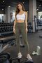Diver Corded Fabric , High Waist, Shaping / Sculpting , Green Leggings