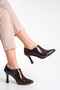 Lando Genuine Leather Burgundy Patent Leather Thin Heeled Bootie - 4