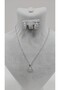 Stainless Steel Silver Color Oval Baguette Zircon Stone Necklace, Earrings Set - 6