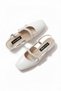 Dudyo White Patent Leather Bowknot Pearl Detail (4 cm Heels) Round Toe Daily Use Shoes